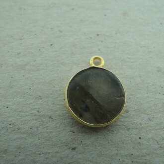 A1012 HG0033 HANGER Ag925 VERGULD LABRADORIET GRIJS 12MM ROND KAST MET OOG