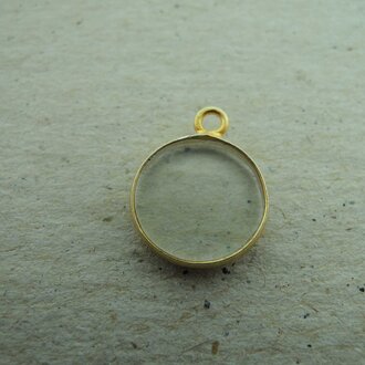 A1012 HG0034 HANGER Ag925 VERGULD AMETHIST GROEN 12MM ROND MET KAST MET OOG