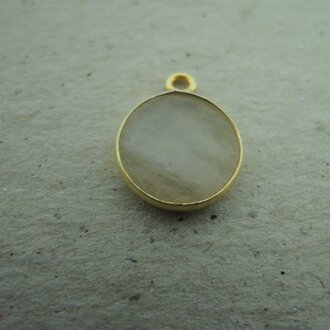 A1012 HG0035 HANGER Ag925 VERGULD MAANSTEEN REGENBOOG 12MM ROND MET KAST MET OOG