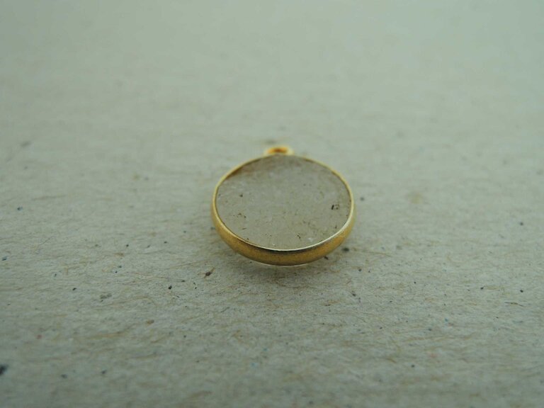 A1012 HG0038 HANGER Ag925 VERGULD DRUZY AGAAT WIT 12MM ROND MET KAST MET OOG