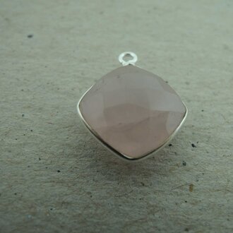 QSF186 HANGER IN KAST Ag925 ROOS 13X13MM VIERKANT KWARTS MET OOG TOP