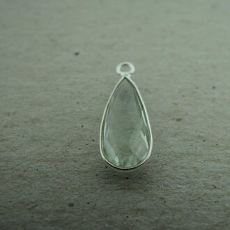 QSF189 HANGER IN KAST Ag925 GROEN 16X7MM DRUPPEL AMETHIST MET OOG TOP