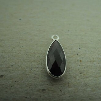 QSF192 HANGER IN KAST Ag925 ROOD 16X7MM DRUPPEL GRANAAT  MET OOG TOP