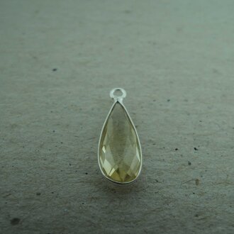 QSF191 HANGER IN KAST Ag925 GEEL 16X7MM DRUPPEL CITRIEN MET OOG TOP