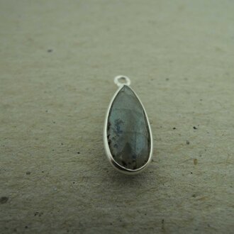 QSF193 HANGER IN KAST GRIJS Ag925  16X7MM DRUPPEL LABRADORIET MET OOG TOP