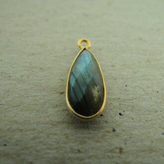 QSF204 HANGER IN KAST Ag925 VERGULD GRIJS 16X7MM DRUPPEL LABRADORIET MET OOG TOP