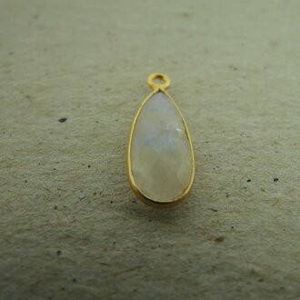 QSF209 HANGER IN KAST Ag925 VERGULD WIT 16X7MM DRUPPEL REGENBOOG MAANSTEEN MET OOG TOP