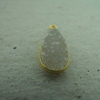 QSF214 HANGER IN KAST Ag925 VERGULD WIT 16X7MM DRUPPEL REGENBOOG MAANSTEEN DRUZYI MET OOG TOP