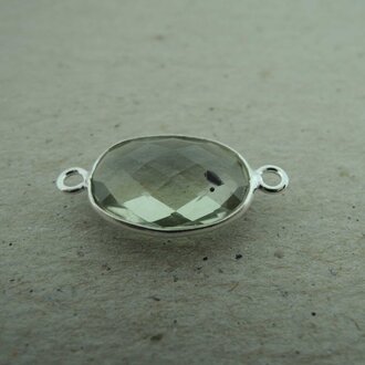 QSF225 HANGER IN KAST Ag925 GROEN 15X11MM OVAAL AMETHIST MET 2 OGEN