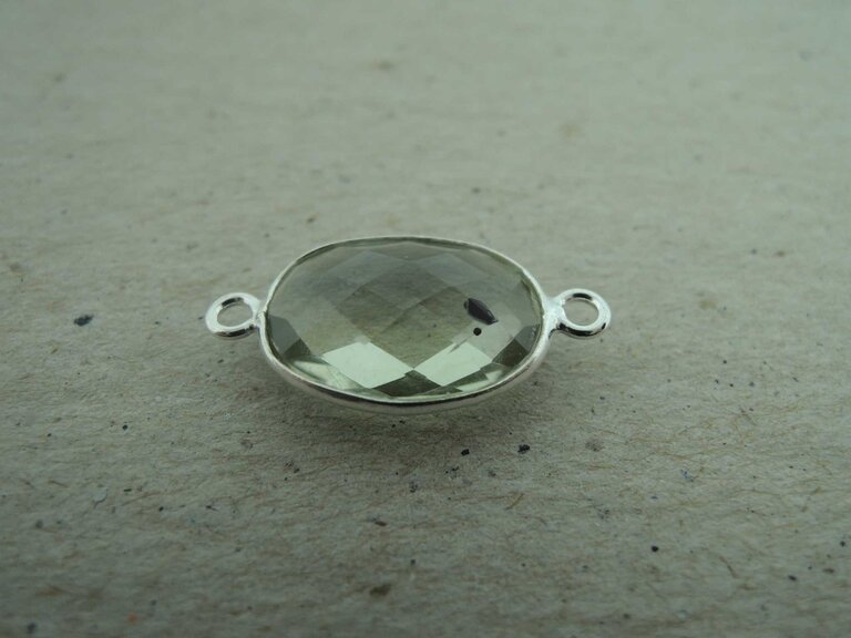 QSF225 HANGER IN KAST Ag925 GROEN 15X11MM OVAAL AMETHIST MET 2 OGEN