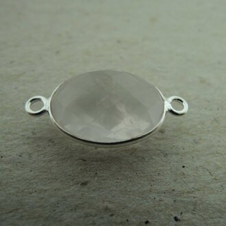 QSF227 HANGER IN KAST Ag925 ROOS 15X11MM OVAAL ROSE KWARTS MET 2 OGEN