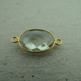 QSF230 HANGER IN KAST Ag925 VERGULD  GROEN15X11MM OVAAL AMETHIST MET 2 OGEN