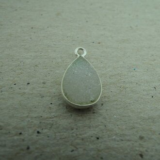 QSF234 HANGER IN KAST Ag925 WIT  DRUZY 12X8MM DRUPPEL REGENBOOG MAANSTEEN MET 1 OOG TOP