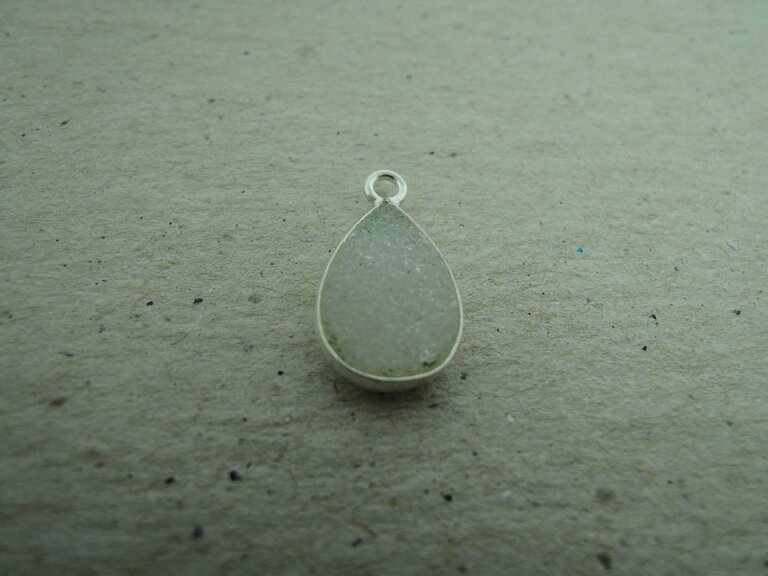 QSF234 HANGER IN KAST Ag925 WIT  DRUZY 12X8MM DRUPPEL REGENBOOG MAANSTEEN MET 1 OOG TOP