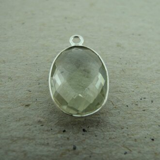 QSF235 HANGER IN KAST Ag925 GROEN 15X11MM OVAAL AMETHIST MET 1 OOG TOP