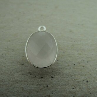 QSF238 HANGER IN KAST Ag925 ROSE 15X11MM OVAAL ROSE KWARTS MET 1 OOG TOP