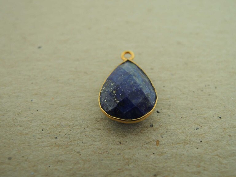 QSF240 HANGER IN KAST Ag925 VERGULD BLAUW 15X10MM DRUPPEL LAPIS LAZULI MET OOG TOP