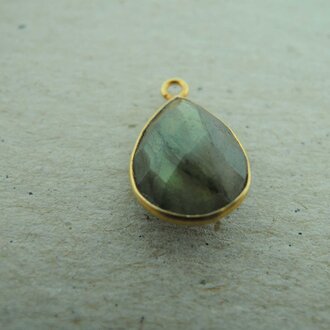 QSF241 HANGER IN KAST Ag925 VERGULD GRIJS 15X10MM DRUPPEL LABRADORIET MET OOG TOP