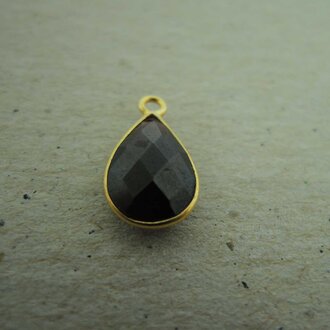 QSF249 HANGER IN KAST Ag925 VERGULD ROOD GRANAAT 12X8MM DRUPPEL  MET OOG TOP