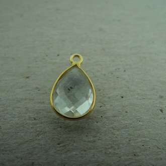 QSF253 HANGER IN KAST Ag925 VERGULD GROEN AMETHIST 12X8MM DRUPPEL  MET OOG TOP