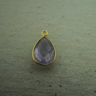 QSF254 HANGER IN KAST Ag925 VERGULD PAARS AMETHIST 12X8MM DRUPPEL  MET OOG TOP