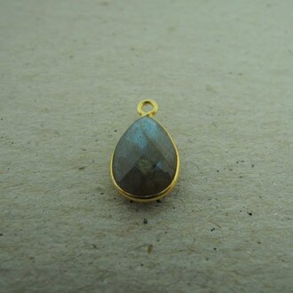 QSF255 HANGER IN KAST Ag925 VERGULD GRIJS LABRADORIET 12X8MM DRUPPEL  MET OOG TOP