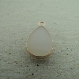 QSF265 HANGER IN KAST Ag925 VERGULD ROSE WIT DRUZY AGAAT 12X8MM DRUPPEL  MET OOG TOP