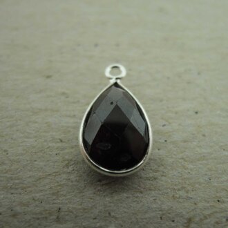 QSF269 HANGER IN KAST Ag925 ROOD GRANAAT 12X8MM DRUPPEL  MET OOG TOP