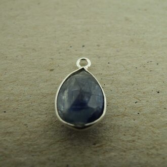 QSF271 HANGER IN KAST Ag925 BLAUW KYANIET 12X8MM DRUPPEL  MET OOG TOP