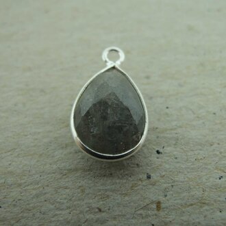 QSF274 HANGER IN KAST Ag925 LABRADORIET GRIJS 12X8MM DRUPPEL  MET OOG TOP