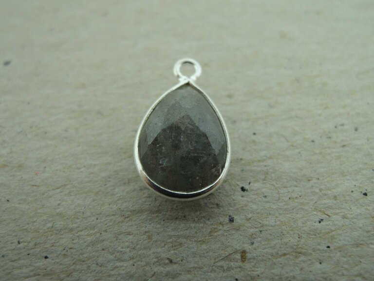 QSF274 HANGER IN KAST Ag925 LABRADORIET GRIJS 12X8MM DRUPPEL  MET OOG TOP