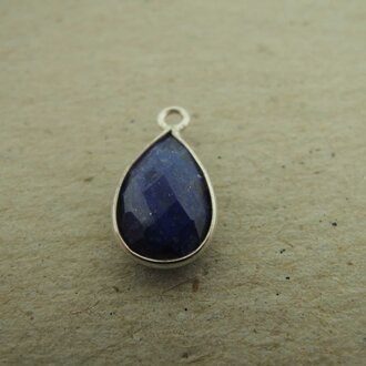 QSF275 HANGER IN KAST Ag925 LAPIS LAZULI BLAUW  12X8MM DRUPPEL  MET OOG TOP