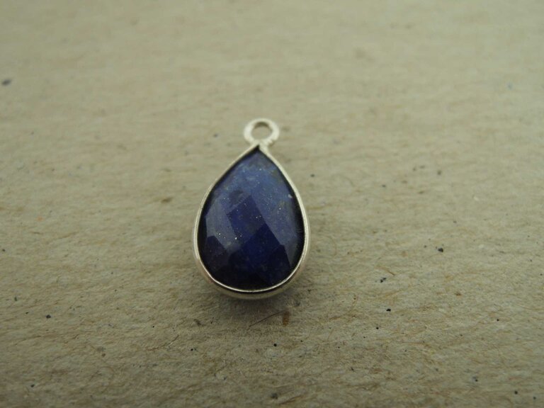 QSF275 HANGER IN KAST Ag925 LAPIS LAZULI BLAUW  12X8MM DRUPPEL  MET OOG TOP