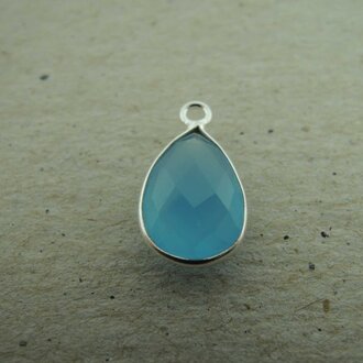 QSF276 HANGER IN KAST Ag925 ONIX BLAUW  12X8MM DRUPPEL  MET OOG TOP