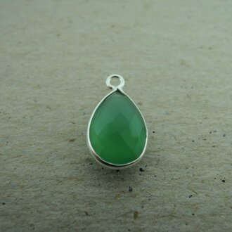 QSF277 HANGER IN KAST Ag925 ONIX GROEN 12X8MM DRUPPEL  MET OOG TOP