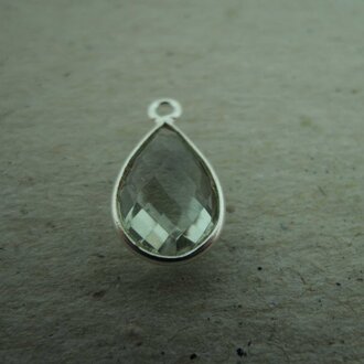 QSF279 HANGER IN KAST Ag925 AMETIST GROEN 12X8MM DRUPPEL  MET OOG TOP