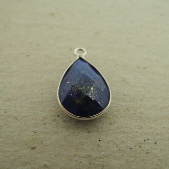 QSF283 HANGER IN KAST Ag925   BLAUW 15X10MM DRUPPEL LAPIS LAZULI  OOG TOP