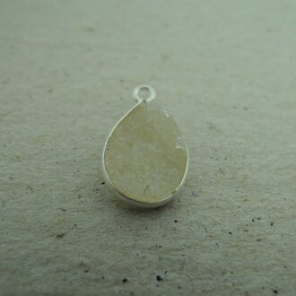 QSF284 HANGER IN KAST Ag925   WIT 15X10MM DRUZY AGAAT  OOG TOP