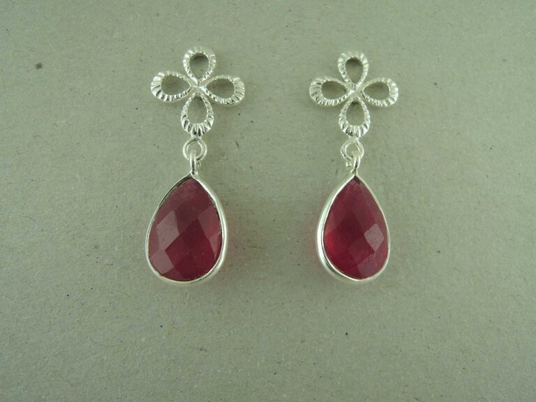 P160 OZ0949 OORSTEKER Ag925 JADE ROOS 3CM 12MM BLOEM + 15MM DRUPPEL