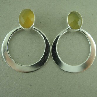 P161 OZ0954 OORSTEKER Ag925 LEMON TOPAAS GEEL 28MM 15MM 8MM OVAAL