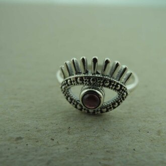 P164 RZ0339 RING Ag925 GRANAAT ROOD 3MM ROND