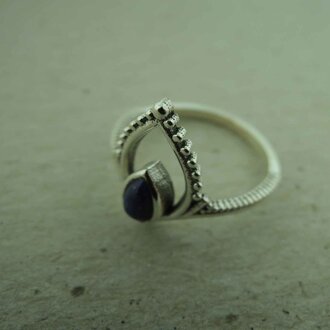 P165 RZ0347 RING Ag925 LAPIS LAZULI BLAUW 7X5MM DRUPPEL