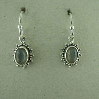 P175 OZ0974 OORHAAK Ag925 11MM LABRADORIET GRIJS 7MM