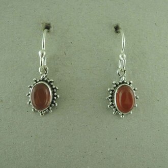 P175 OZ0975 OORHAAK Ag925 11MM CARNEOOL ORANJE 7MM