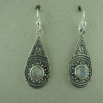 P180 OZ0995 BIS OORHAAK Ag925 DRUPPEL 23MM MAANSTEEN WIT ROND 6MM