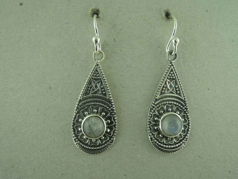 P180 OZ0995 BIS OORHAAK Ag925 DRUPPEL 23MM MAANSTEEN WIT ROND 6MM