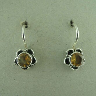 P178 OZ0988 OORHAAK Ag925 BLOEM 9MM CITRIEN GEEL ROND 6MM