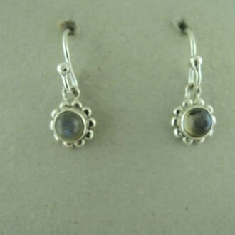 P179 OZ0991 OORHAAK Ag925 BLOEM 9MM LABRADORIET GRIJS ROND 6MM