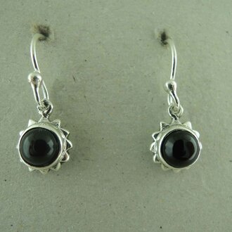 P176 OZ0981 OORHAAK Ag925 BLOEM 8MM ONIX ZWART 6MM