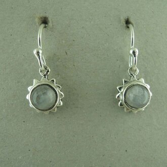 P176 OZ0982 OORHAAK Ag925 BLOEM 8MM MAANSTEEN WIT 6MM